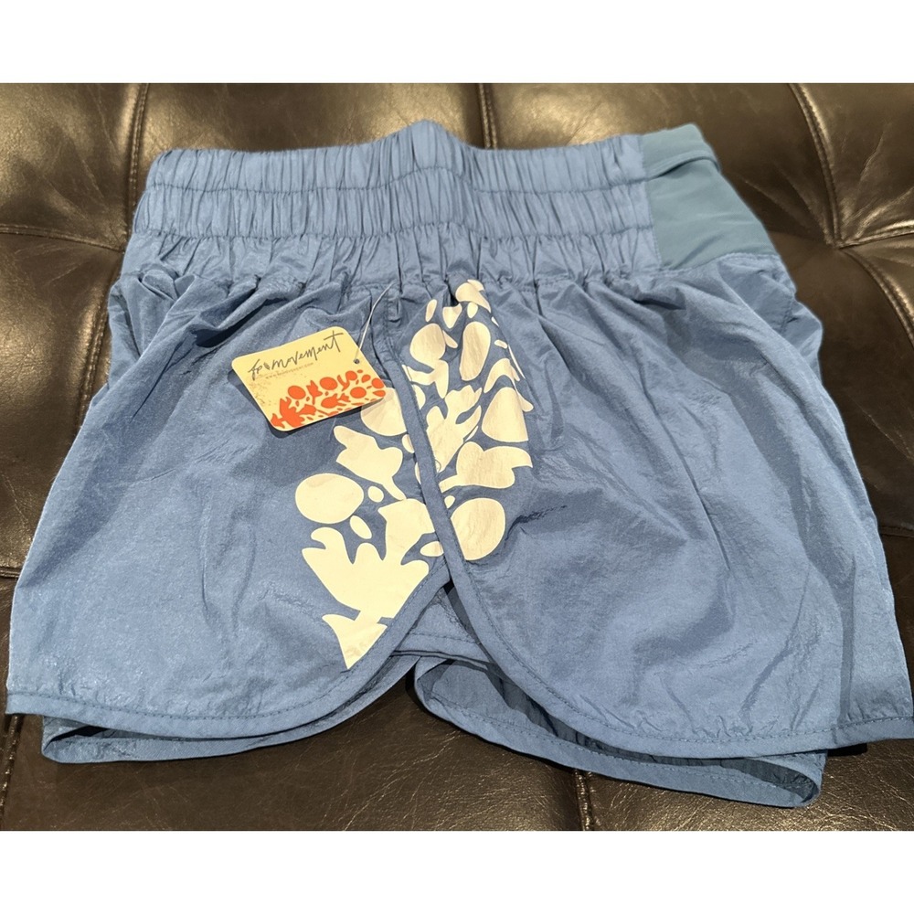 FP Movement Size Small The Way Home High Rise Big Logo Shorts Blue Motif‎ Lined